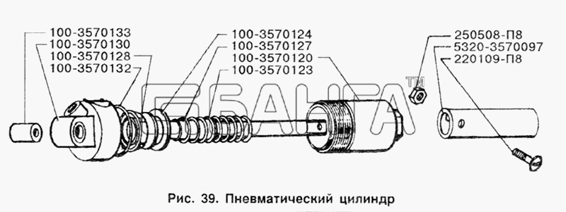 ЗИЛ ЗИЛ-133Г40 Схема Пневматический цилиндр-68 banga.ua